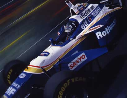 Hill wins the 1996 World Drivers Championship with nine poles and eight wins. Driving the Rothmans Williams FW18 V10